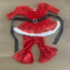 Red Holiday Velvet Kids Costume with Faux Fur Trim
